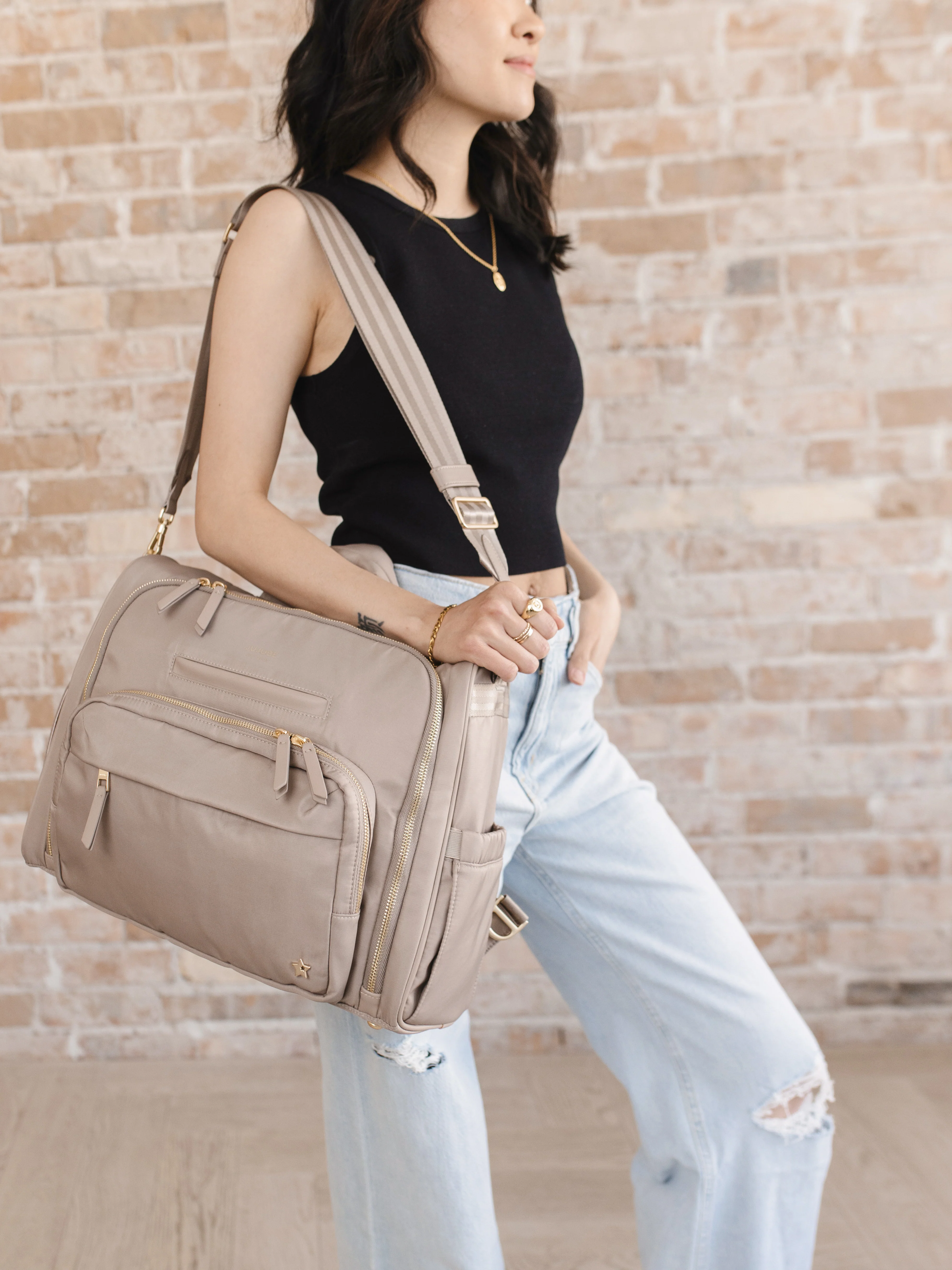 Satchel Diaper Bag - Taupe - Image 7